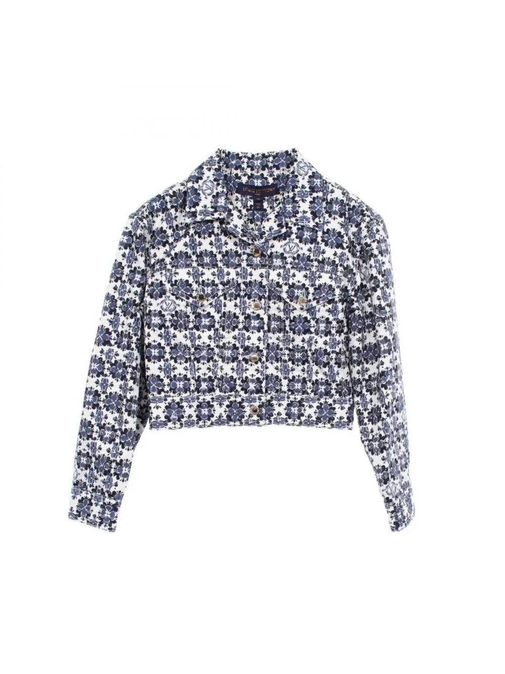 Louis Vuitton Denim Jacket Monogram Flower Short Cotton